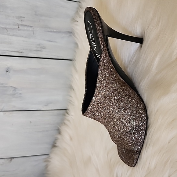 Calvin Klein Shoes - Calvin Klein Matos Open Toe Glitter Pump Heels Heel in Mahog Women's Siz…